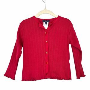Lili Gaufrette Sweater Toddler sz 3 Red Soft Knitted Button Front Cardigan Knit